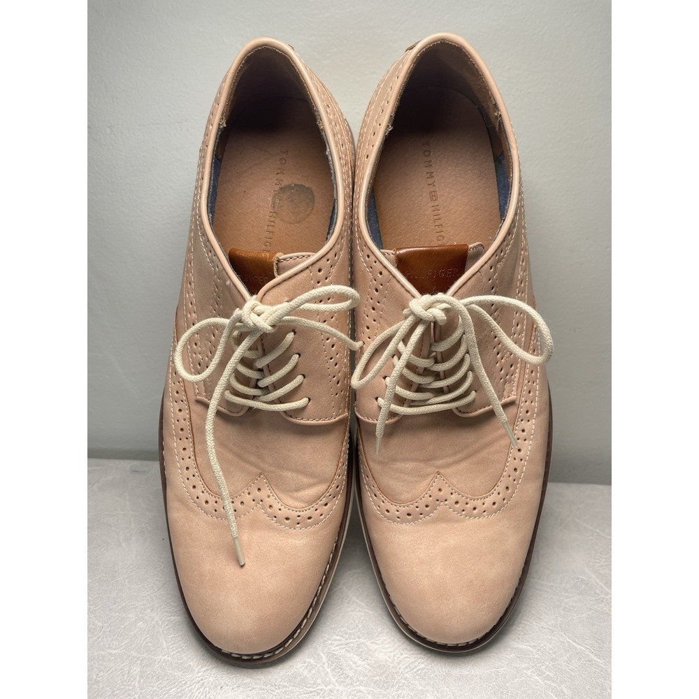 Tommy Hilfiger Dress Shoes Mens Size 11 Oxford Wingtip Beige Light Sand